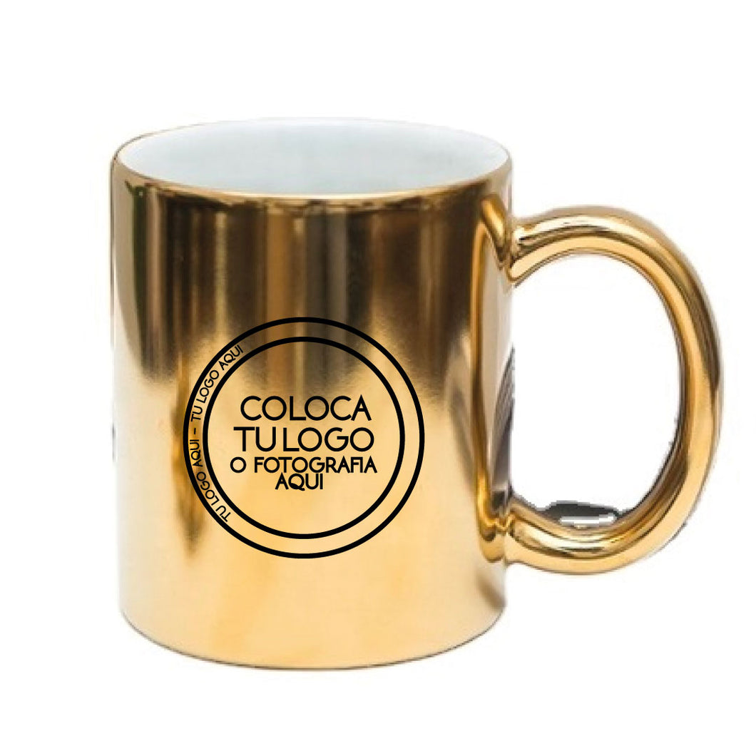 TAZA EFECTO ESPEJO DORADO